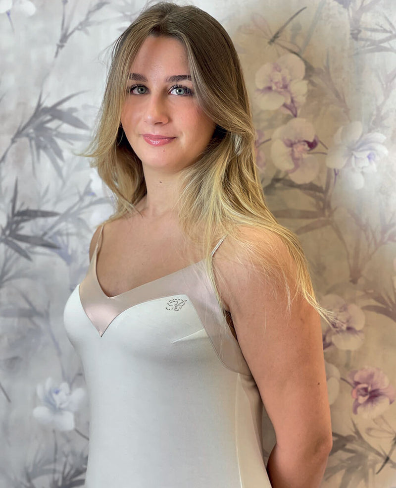 Parigina sottoveste in maglia con inserti in seta - AVORIO BLUMARINE LOUNGE