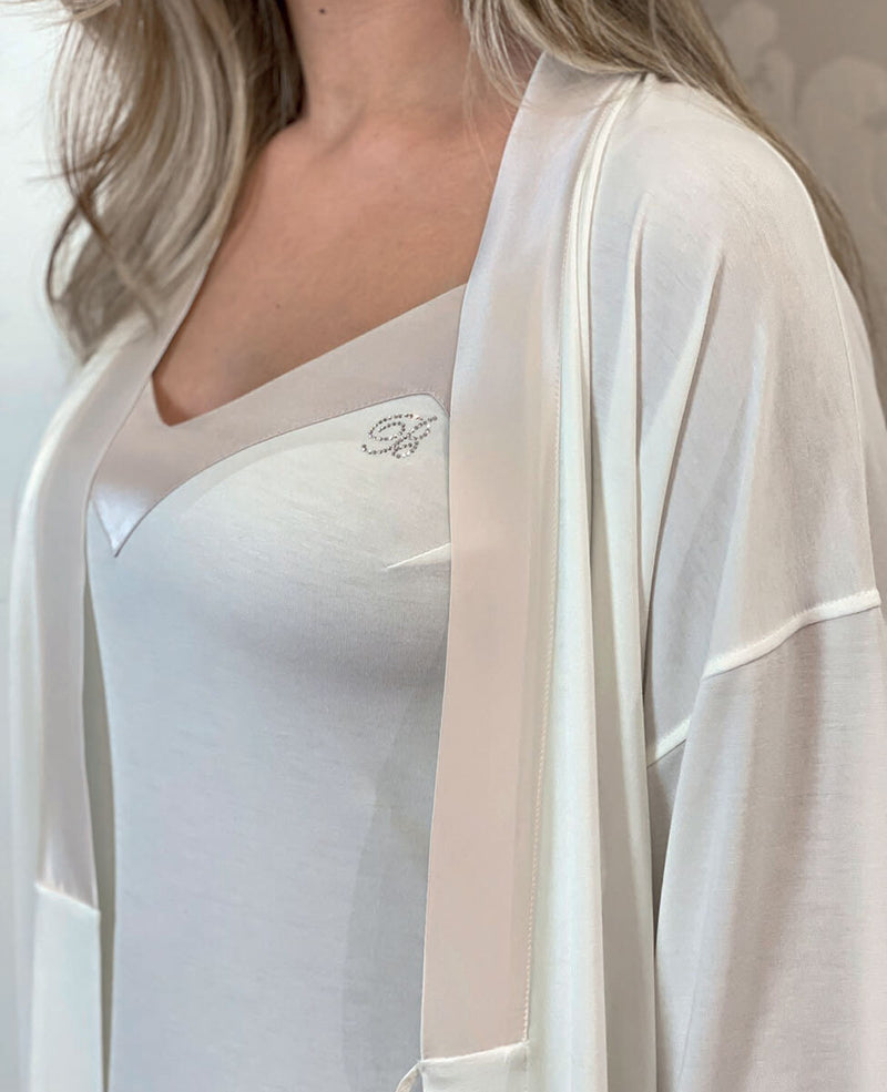 Parigina sottoveste in maglia con inserti in seta - AVORIO BLUMARINE LOUNGE