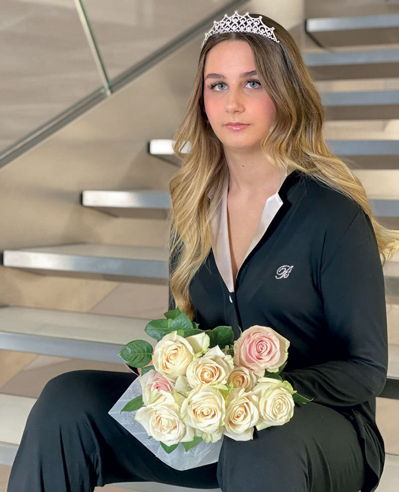 Pigiama in maglia e inserti in seta - NERO BLUMARINE LOUNGE