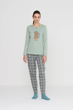 Pigiama donna lily in paris in caldo cotone con collo due bottoni NOIDINOTTE