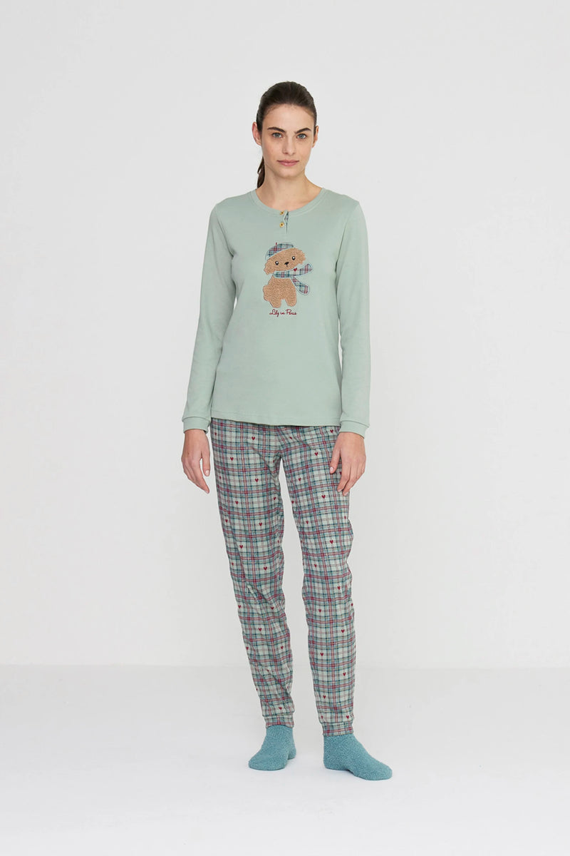 Pigiama donna lily in paris in caldo cotone con collo due bottoni NOIDINOTTE