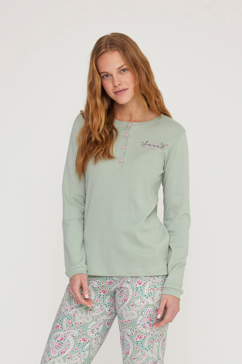 Pigiama donna softy in caldo cotone con collo a quattro bottoni NOIDINOTTE