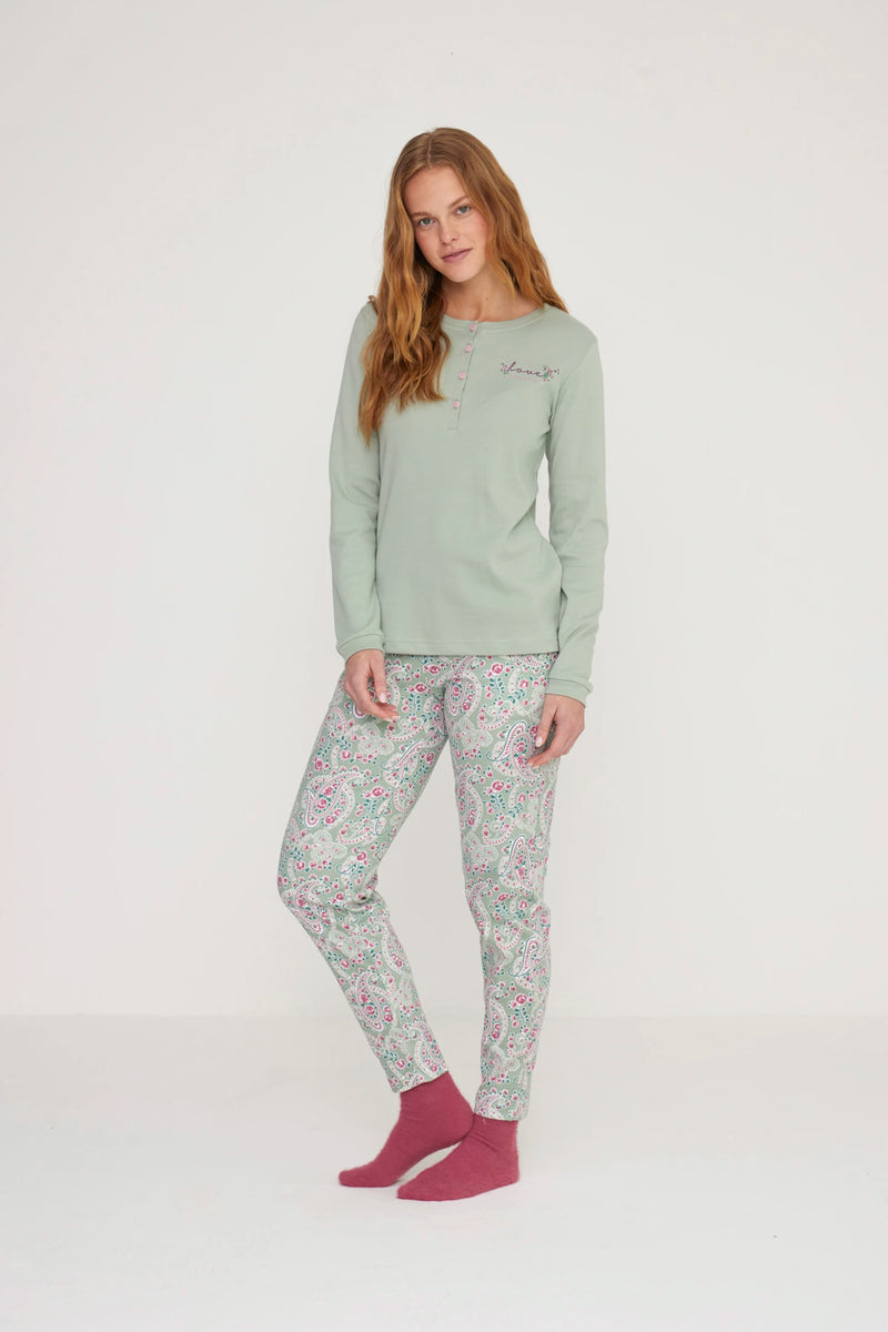 Pigiama donna softy in caldo cotone con collo a quattro bottoni NOIDINOTTE