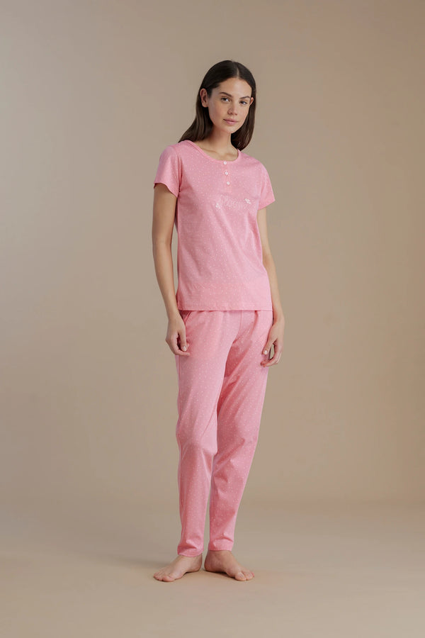 Pigiama donna in cotone top manica corta e pantalone lungo articolo dot NOIDINOTTE