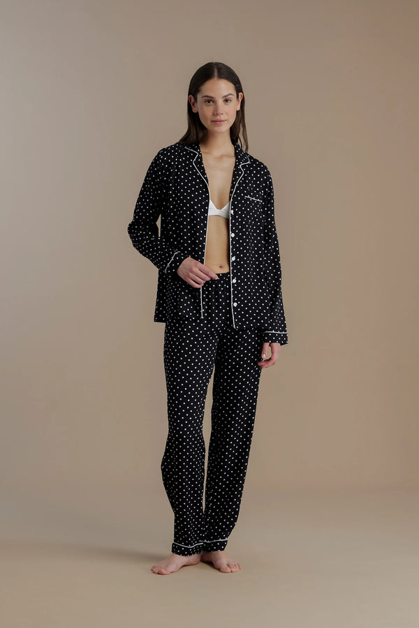 Pigiama donna in viscosa top a taglio uomo e pantalone lungo articolo palma NOIDINOTTE
