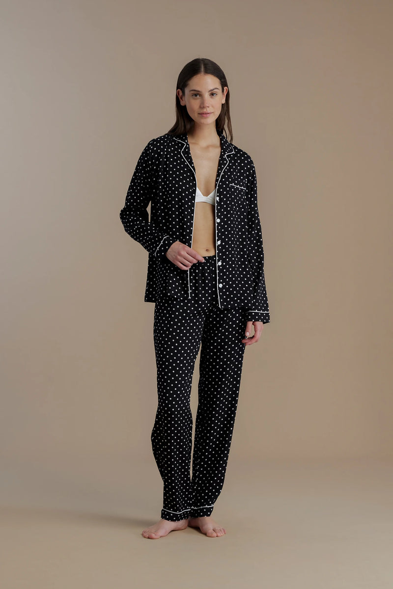 Pigiama donna in viscosa top a taglio uomo e pantalone lungo articolo palma NOIDINOTTE