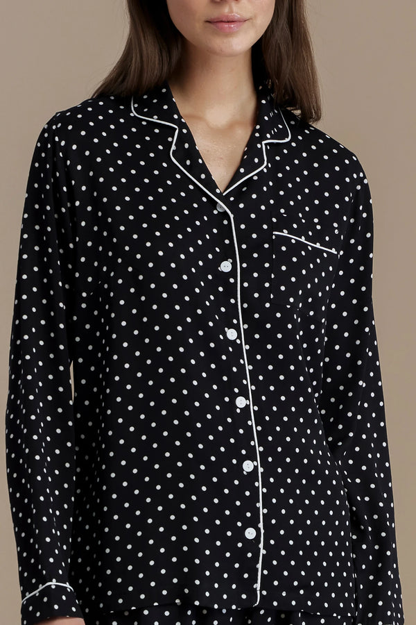 Pigiama donna in viscosa top a taglio uomo e pantalone lungo articolo palma NOIDINOTTE