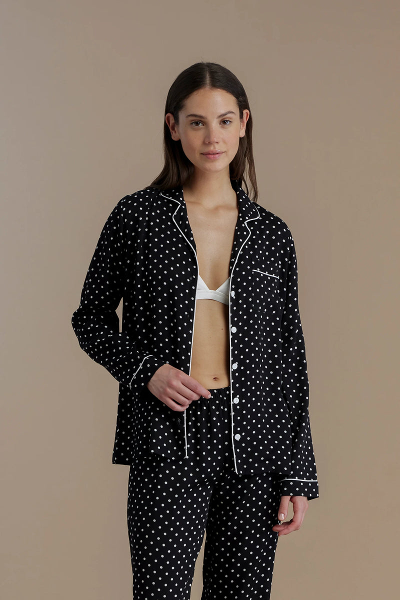 Pigiama donna in viscosa top a taglio uomo e pantalone lungo articolo palma NOIDINOTTE