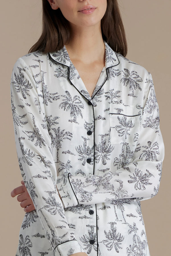 Pigiama donna in viscosa top a taglio uomo e pantalone lungo articolo palma NOIDINOTTE