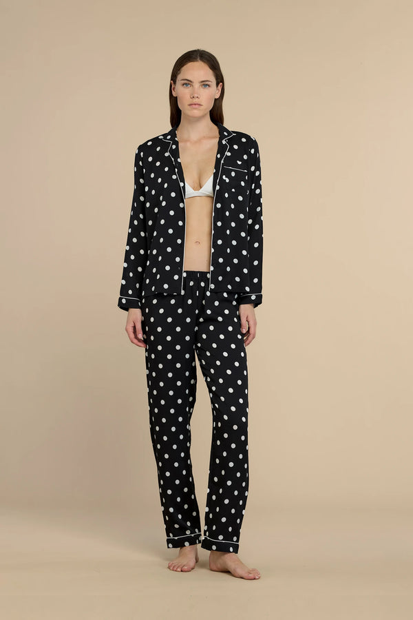 Pigiama donna in viscosa top a taglio uomo e pantalone lungo articolo palma NOIDINOTTE