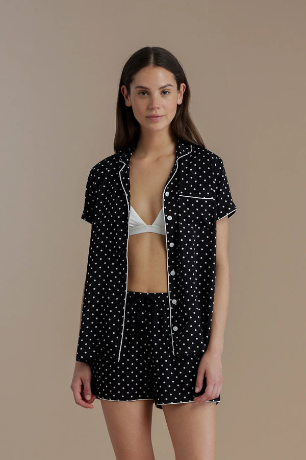 Pigiama donna in viscosa top a taglio uomo e pantalone corto articolo palma NOIDINOTTE