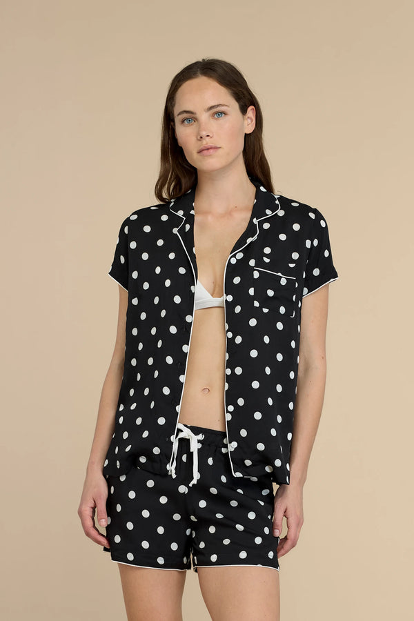 Pigiama donna in viscosa top a taglio uomo e pantalone corto articolo palma NOIDINOTTE