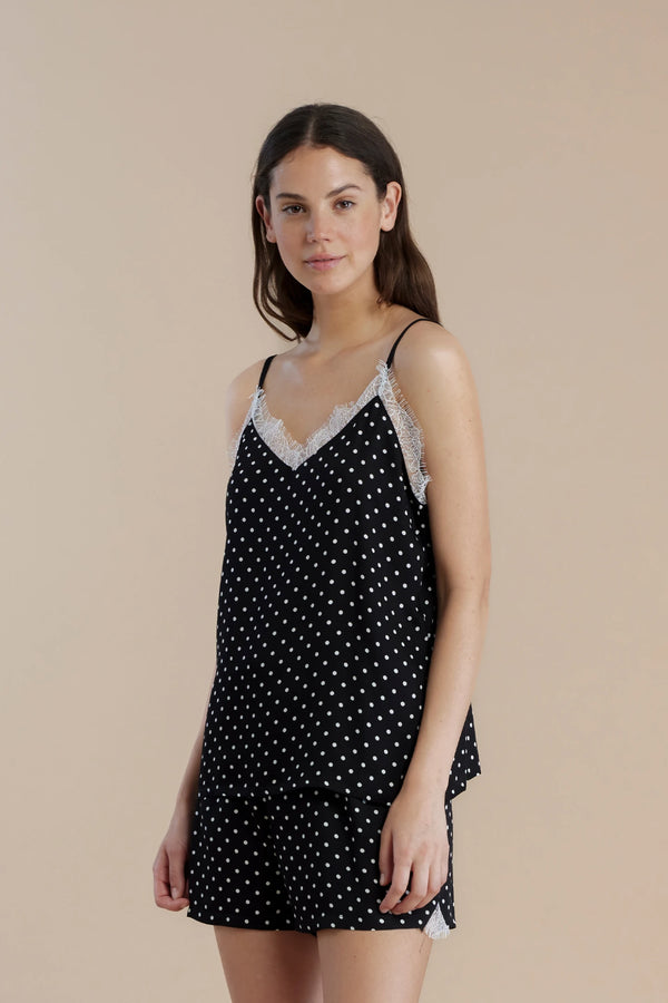 Pigiama donna in viscosa top bretellina e pantalone corto articolo pois NOIDINOTTE
