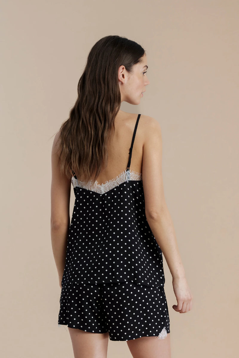 Pigiama donna in viscosa top bretellina e pantalone corto articolo pois NOIDINOTTE