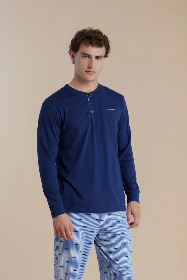 Pigiama uomo in cotone con top manica lunga e pantalone lungo articolo colorful NOIDINOTTE