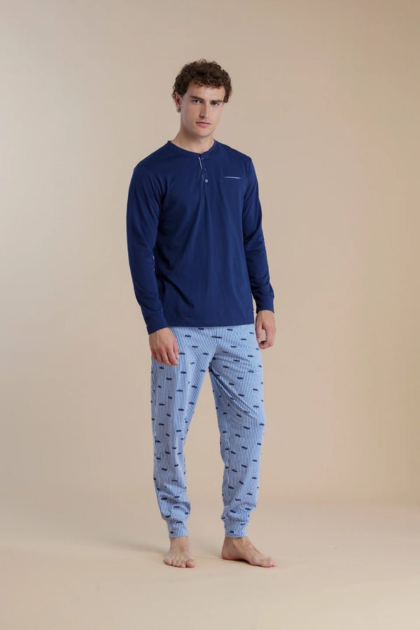 Pigiama uomo in cotone con top manica lunga e pantalone lungo articolo colorful NOIDINOTTE