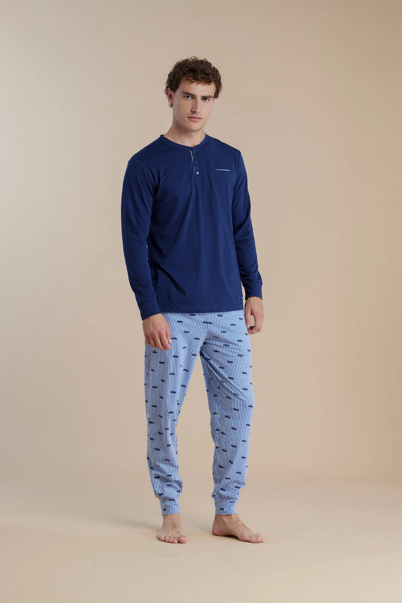 Pigiama uomo in cotone con top manica lunga e pantalone lungo articolo colorful NOIDINOTTE