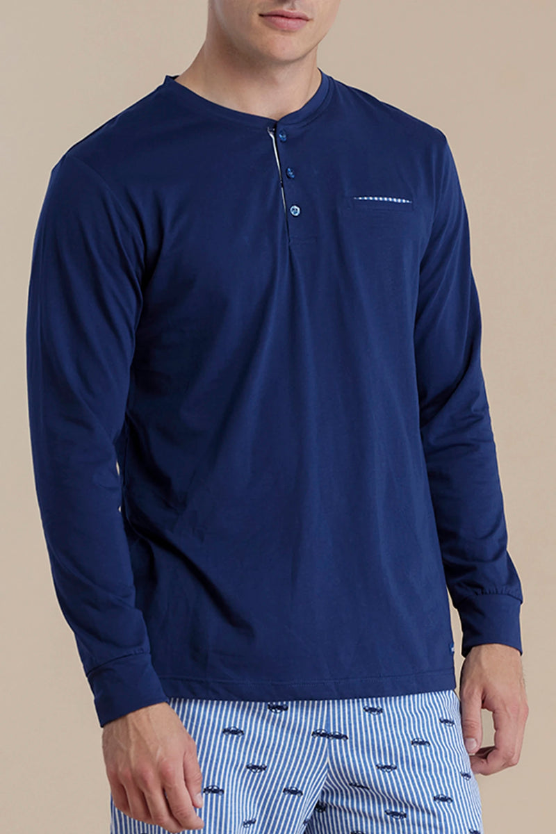 Pigiama uomo in cotone con top manica lunga e pantalone lungo articolo colorful NOIDINOTTE