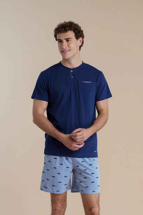 Pigiama uomo in cotone con top manica corta e pantalone corto articolo colorful NOIDINOTTE