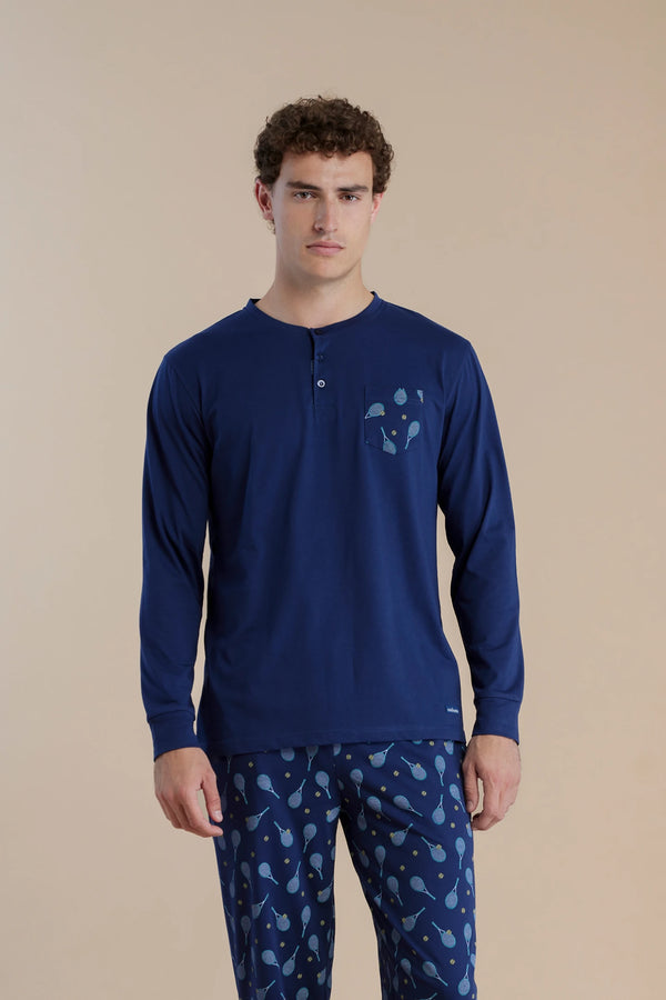 Pigiama uomo in cotone con top manica lunga e pantalone lungo articolo club NOIDINOTTE