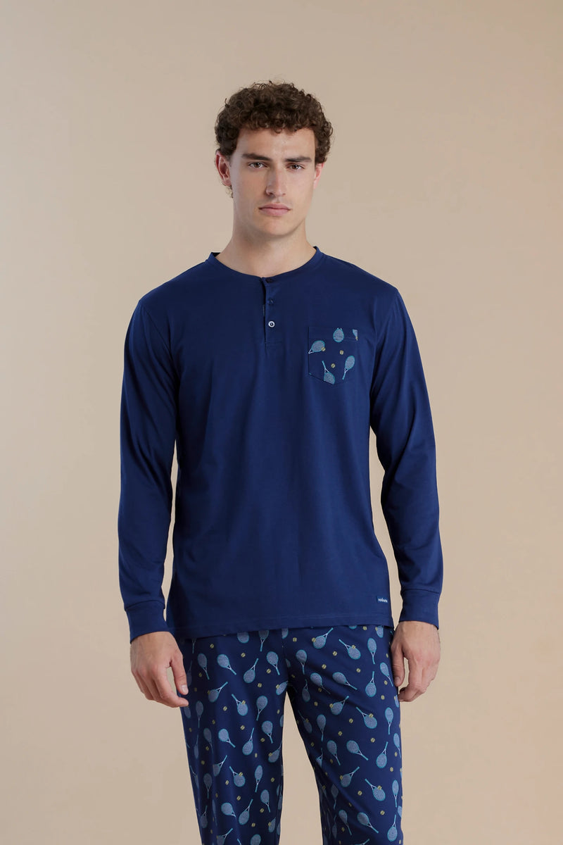 Pigiama uomo in cotone con top manica lunga e pantalone lungo articolo club NOIDINOTTE
