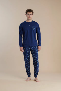 Pigiama uomo in cotone con top manica lunga e pantalone lungo articolo club NOIDINOTTE