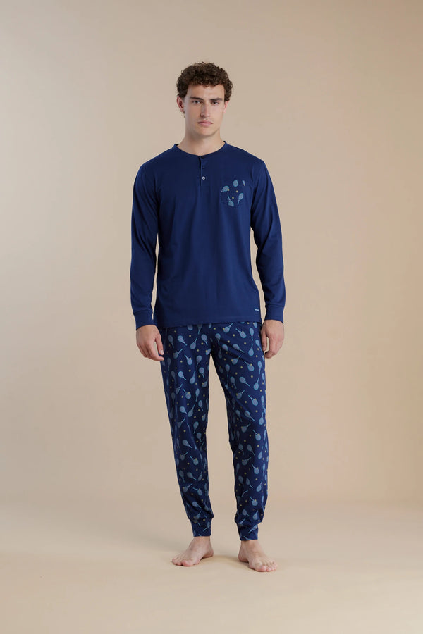 Pigiama uomo in cotone con top manica lunga e pantalone lungo articolo club NOIDINOTTE