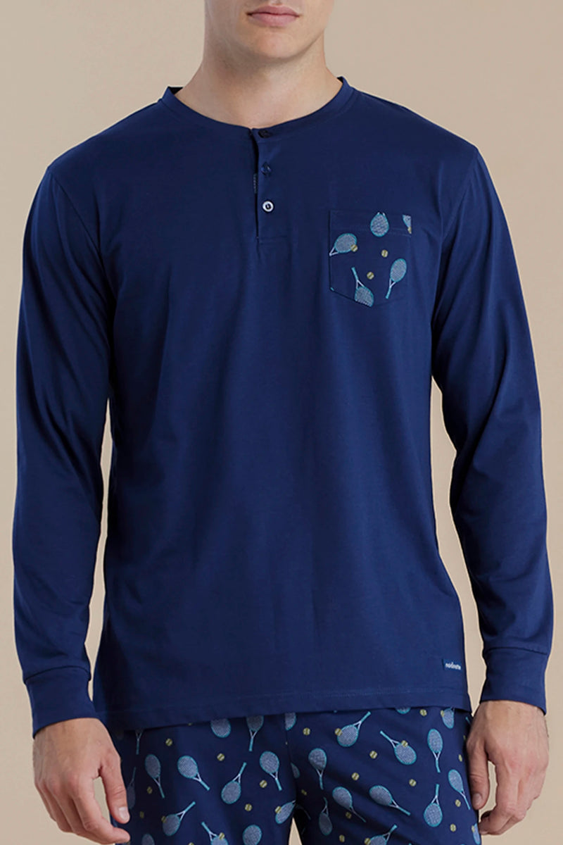 Pigiama uomo in cotone con top manica lunga e pantalone lungo articolo club NOIDINOTTE