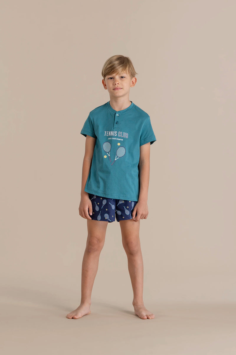 Pigiama bambino in cotone con top manica corta e pantalone corto articolo club