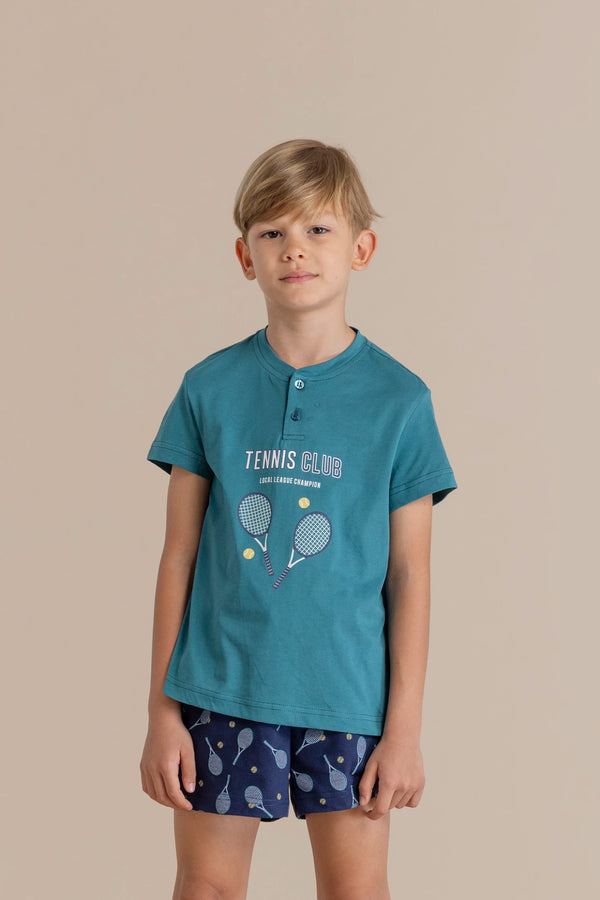 Pigiama bambino in cotone con top manica corta e pantalone corto articolo club