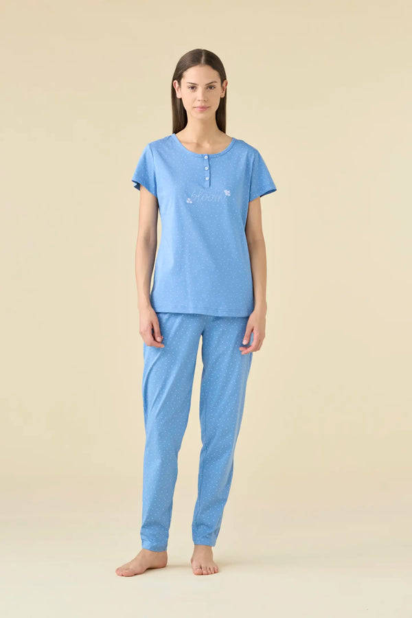 Pigiama donna in cotone top manica corta e pantalone lungo articolo dot NOIDINOTTE