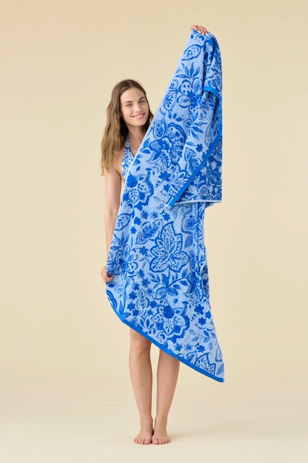 Telo mare 90x170 cm in spugna velour blu con stampa acquerello NOIDINOTTE