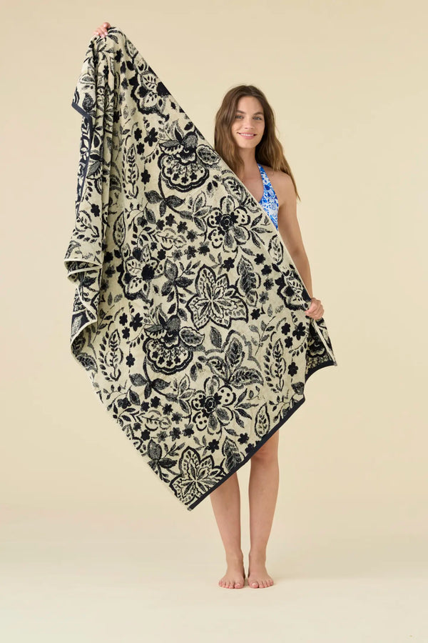 Telo mare 90x170 cm in spugna velour blu con stampa acquerello NOIDINOTTE