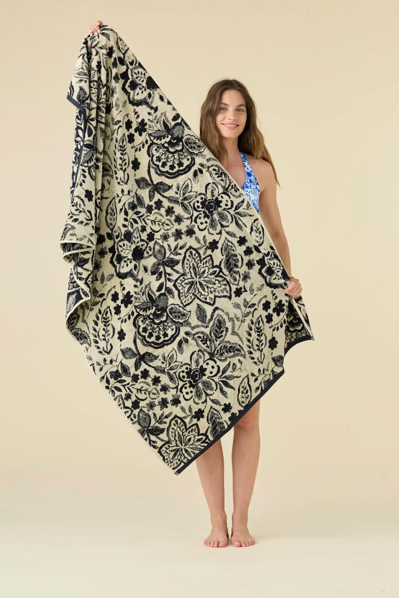 Telo mare 90x170 cm in spugna velour blu con stampa acquerello NOIDINOTTE