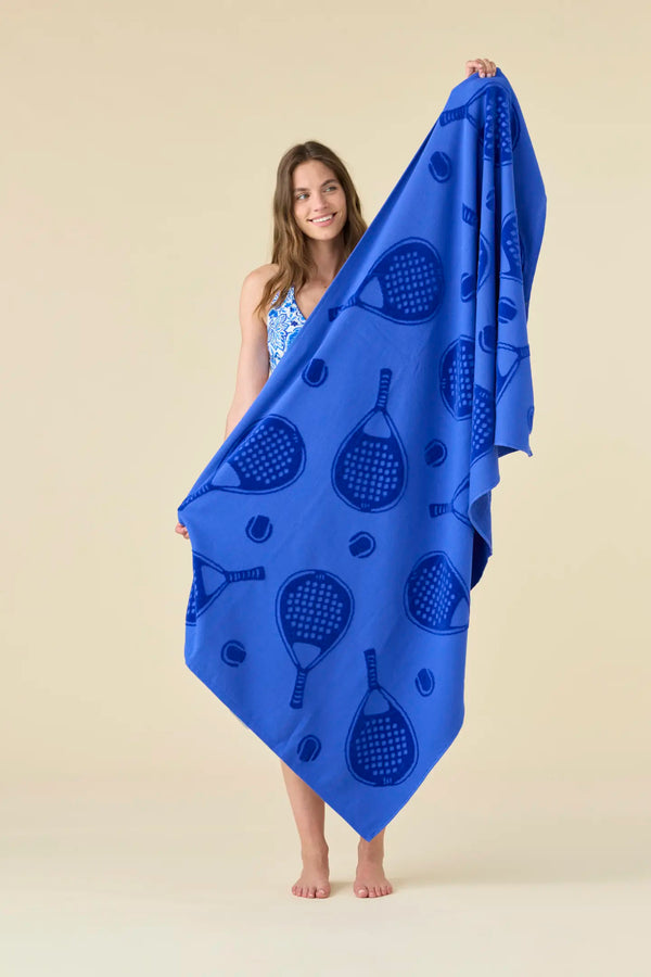 Telo mare 90x170 cm in spugna velour rasato blu con stampa padel NOIDINOTTE