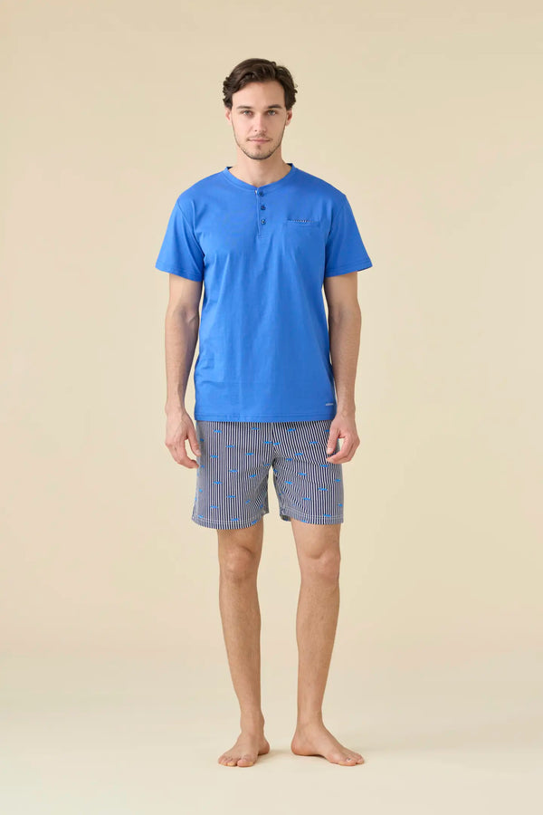 Pigiama uomo in cotone con top manica corta e pantalone corto articolo colorful NOIDINOTTE