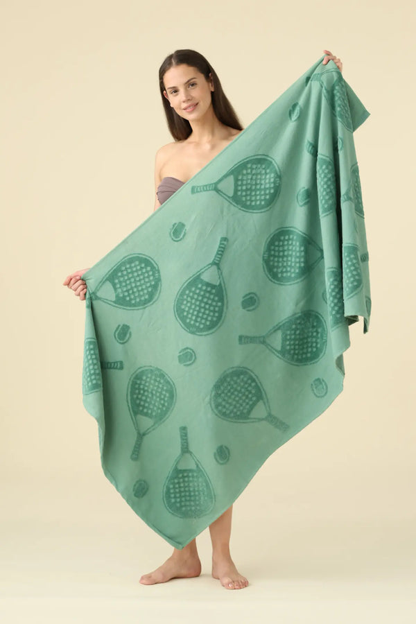 Telo mare 90x170 cm in spugna velour rasato blu con stampa padel NOIDINOTTE