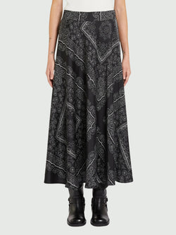 Gonna in twill stampa bandana - NERO MARELLA