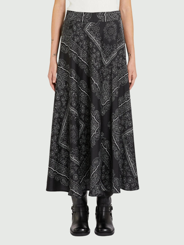 Gonna in twill stampa bandana - NERO MARELLA