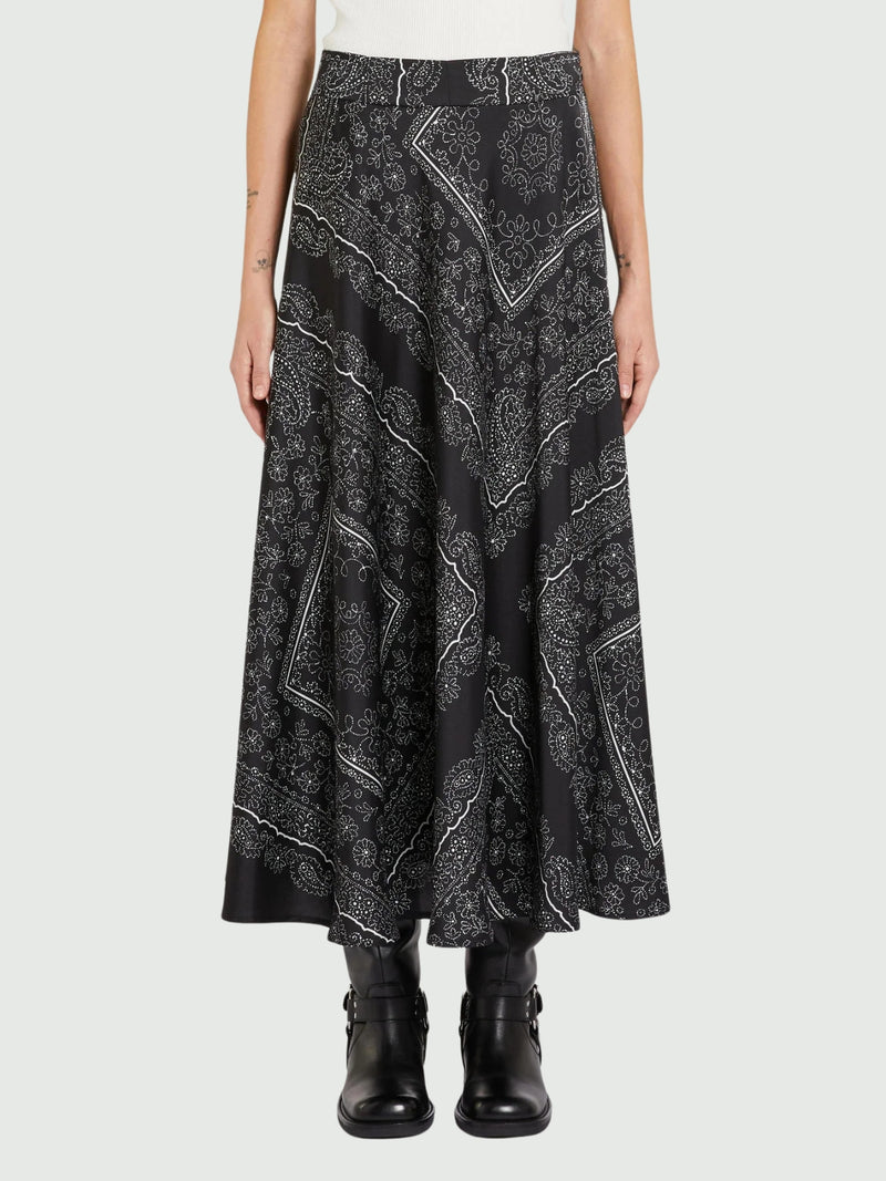 Gonna in twill stampa bandana - NERO MARELLA
