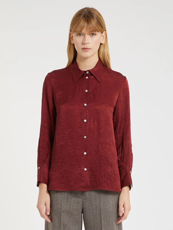 Camicia in tessuto tecnico effetto crinckle - BORDEAUX MARELLA