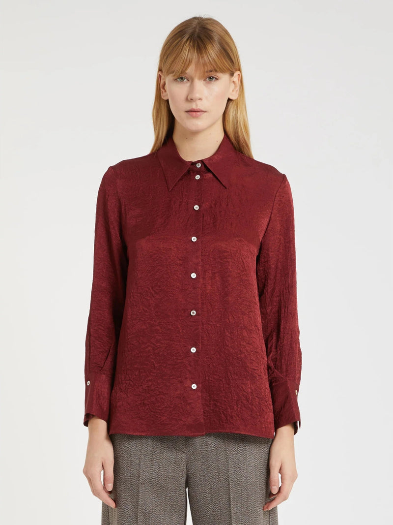Camicia in tessuto tecnico effetto crinckle - BORDEAUX MARELLA