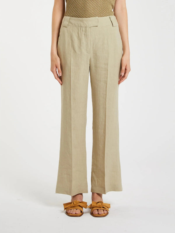 Pantalone flare in lino - salvia MARELLA