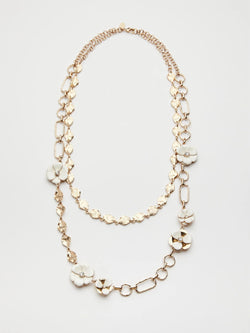 Collana doppio giro con catena martellata - BIANCO E ORO MARELLA