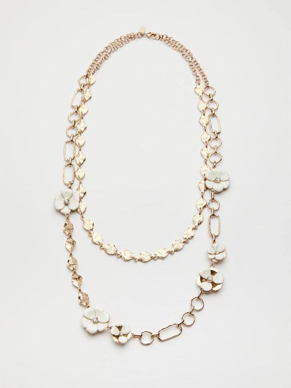 Collana doppio giro con catena martellata - BIANCO E ORO MARELLA