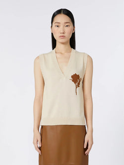 Gilet in filato di puro cotone con scollo a V MAXMARA MM