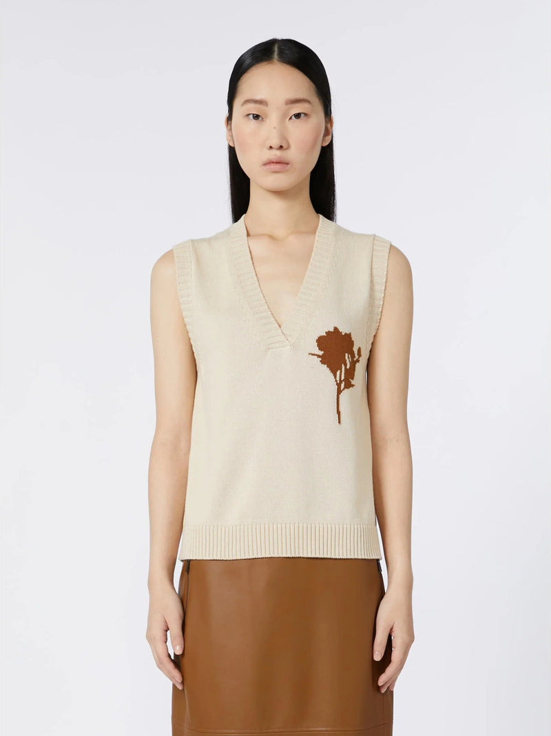 Gilet in filato di puro cotone con scollo a V MAXMARA MM