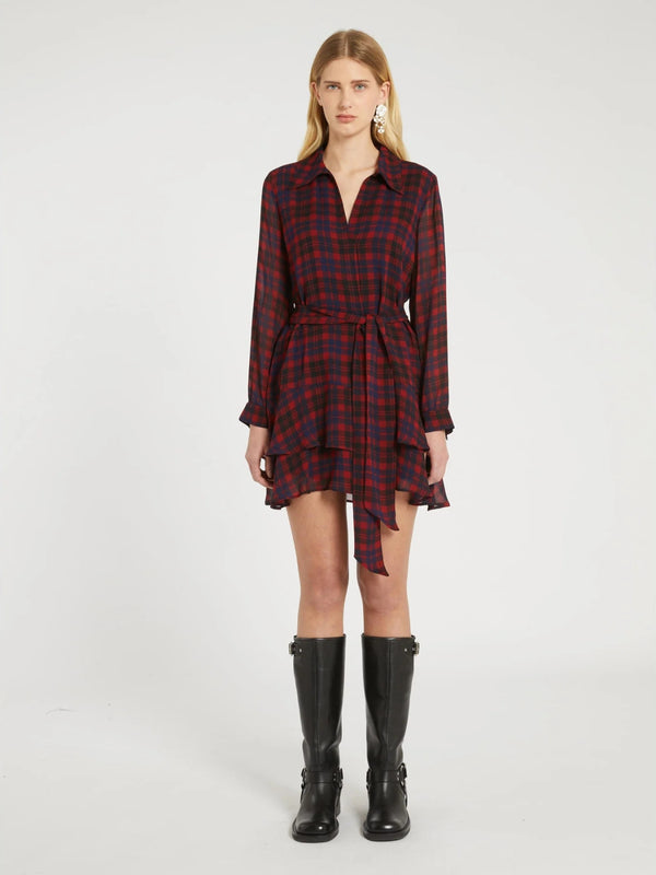 Abito in georgette con balze - ROSSO CHECK MARELLA