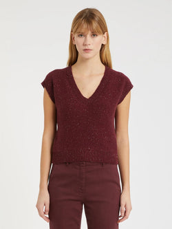 Gilet in lana e cashmere con paillette - BORDEAUX MARELLA MONOCHROME