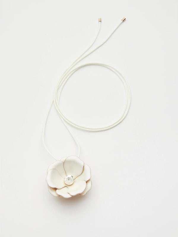 Collana con fiore di metallo smaltato - BIANCO MARELLA